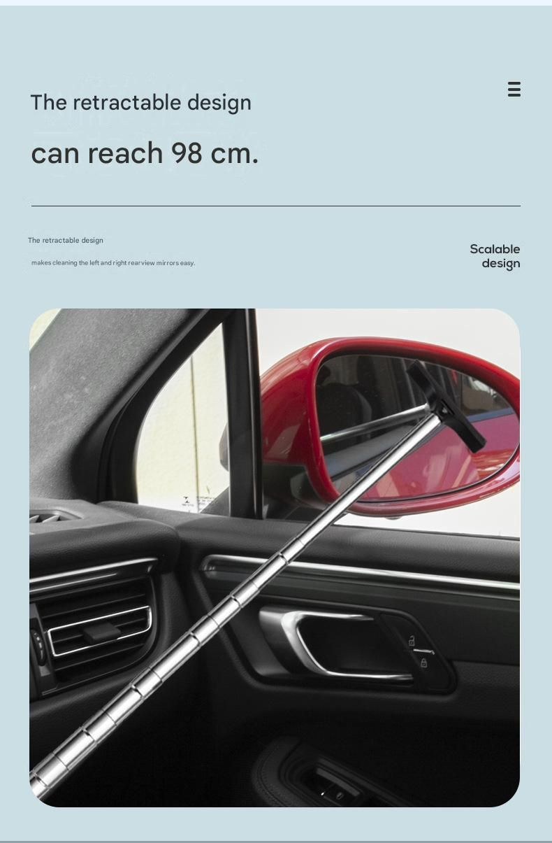 Telescopic Car Mirror Wiper 98cm - Pink