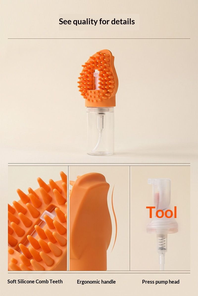 Silicone Pet Shampoo Brush & Massage Comb - Grey
