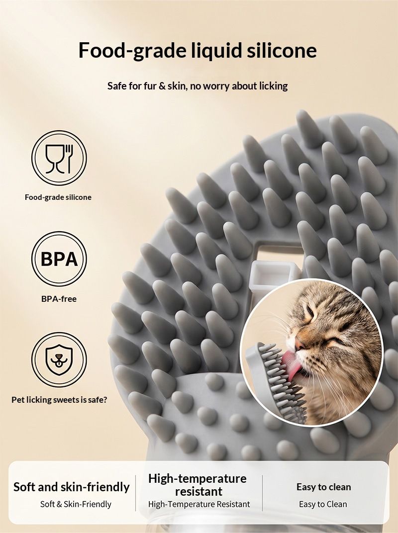 Silicone Pet Shampoo Brush & Massage Comb - Grey