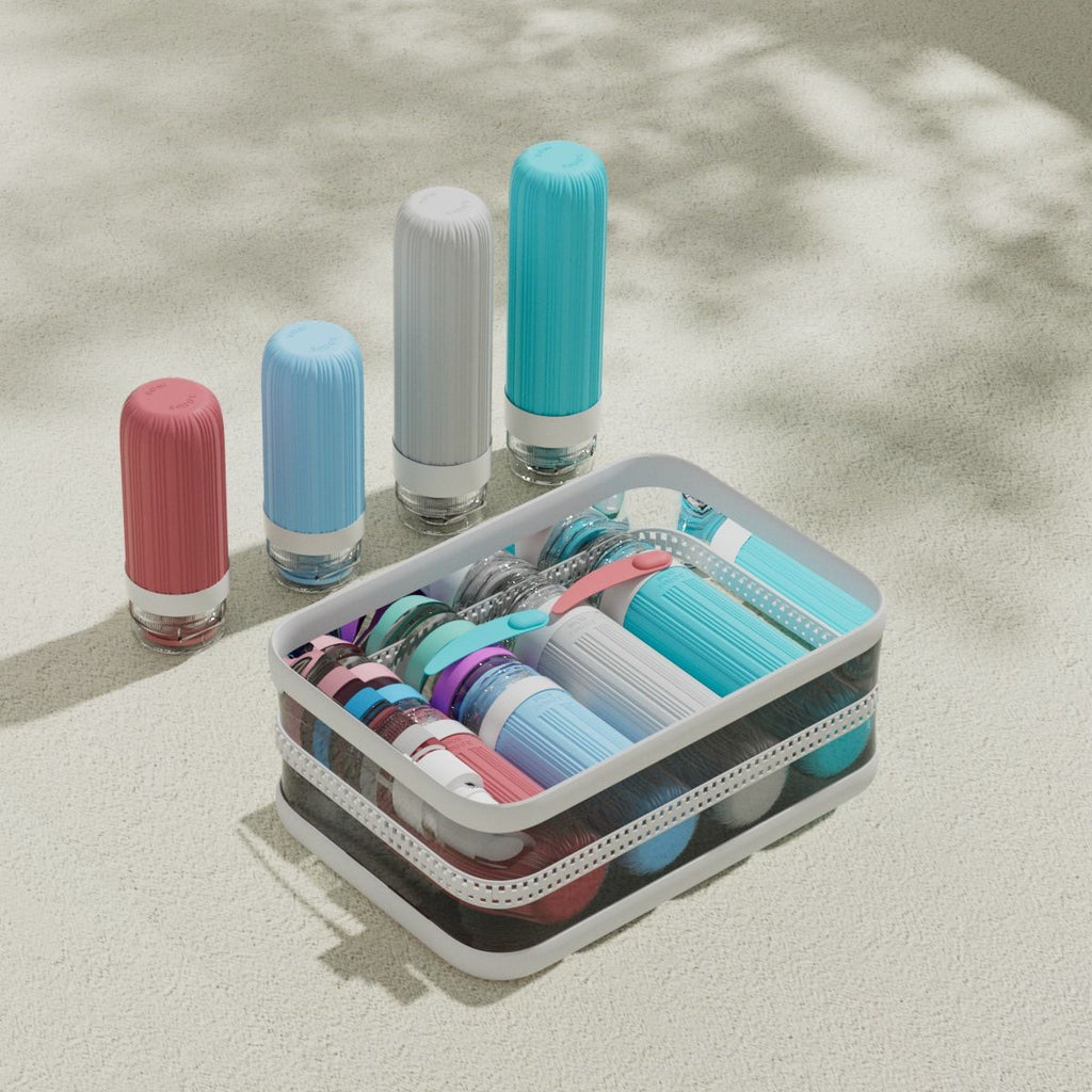 Silicone Travel Toiletry Bottles Set with Case - Style 06