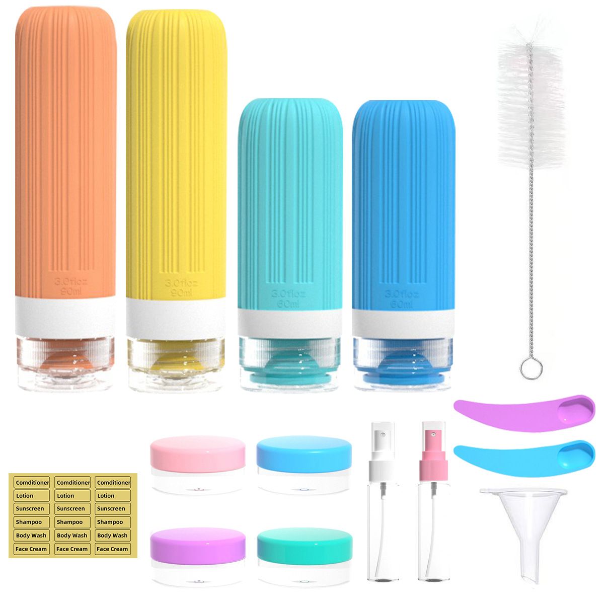 Silicone Travel Toiletry Bottles Set with Case - Style 09