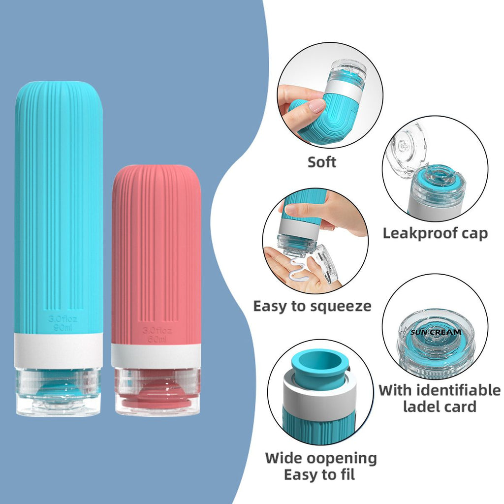 Silicone Travel Toiletry Bottles Set with Case - Style 09