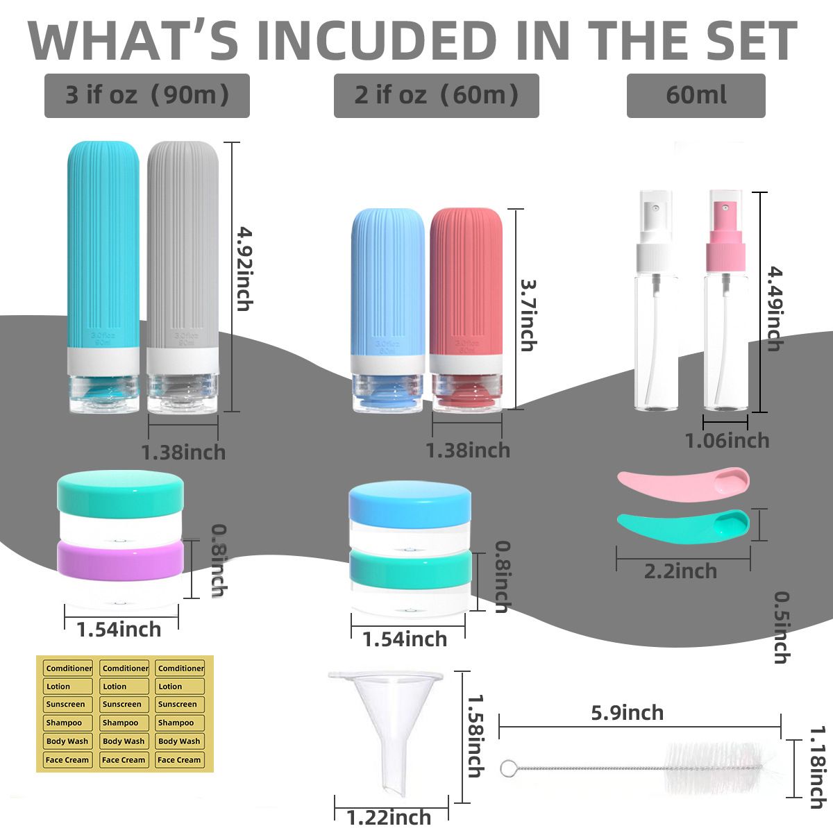 Silicone Travel Toiletry Bottles Set with Case - Style 09