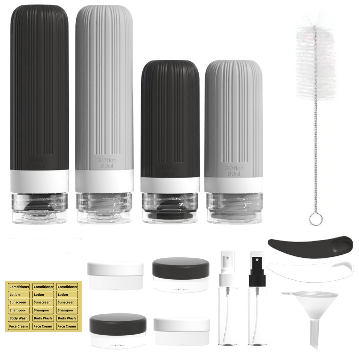 Silicone Travel Toiletry Bottles Set with Case - Style 10