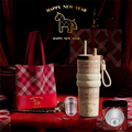 British Equestrian Plaid Insulated Travel Mug 710ml - Beige