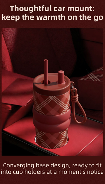British Equestrian Plaid Insulated Travel Mug 710ml - Beige