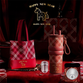 British Equestrian Plaid Insulated Travel Mug 710ml - Red