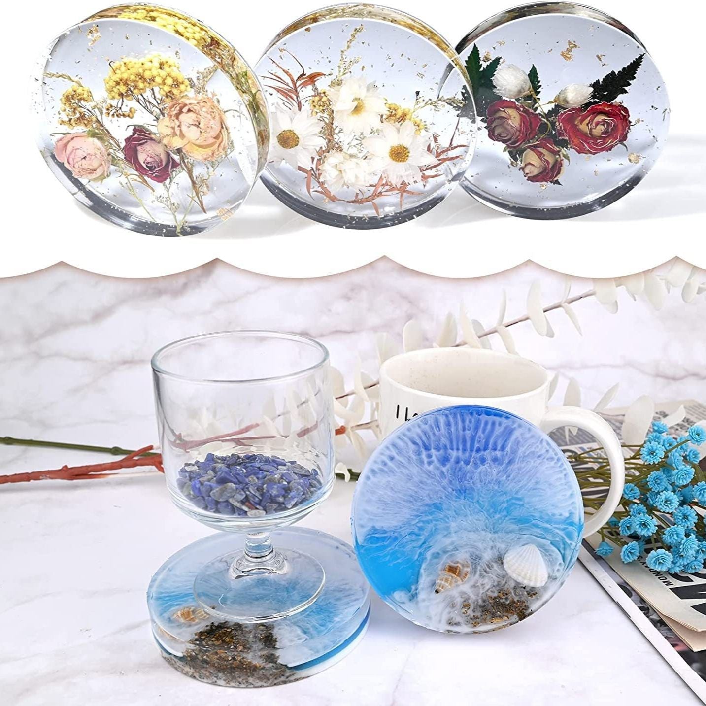 DIY Resin Coaster Silicone Mould Set - 2 Pack