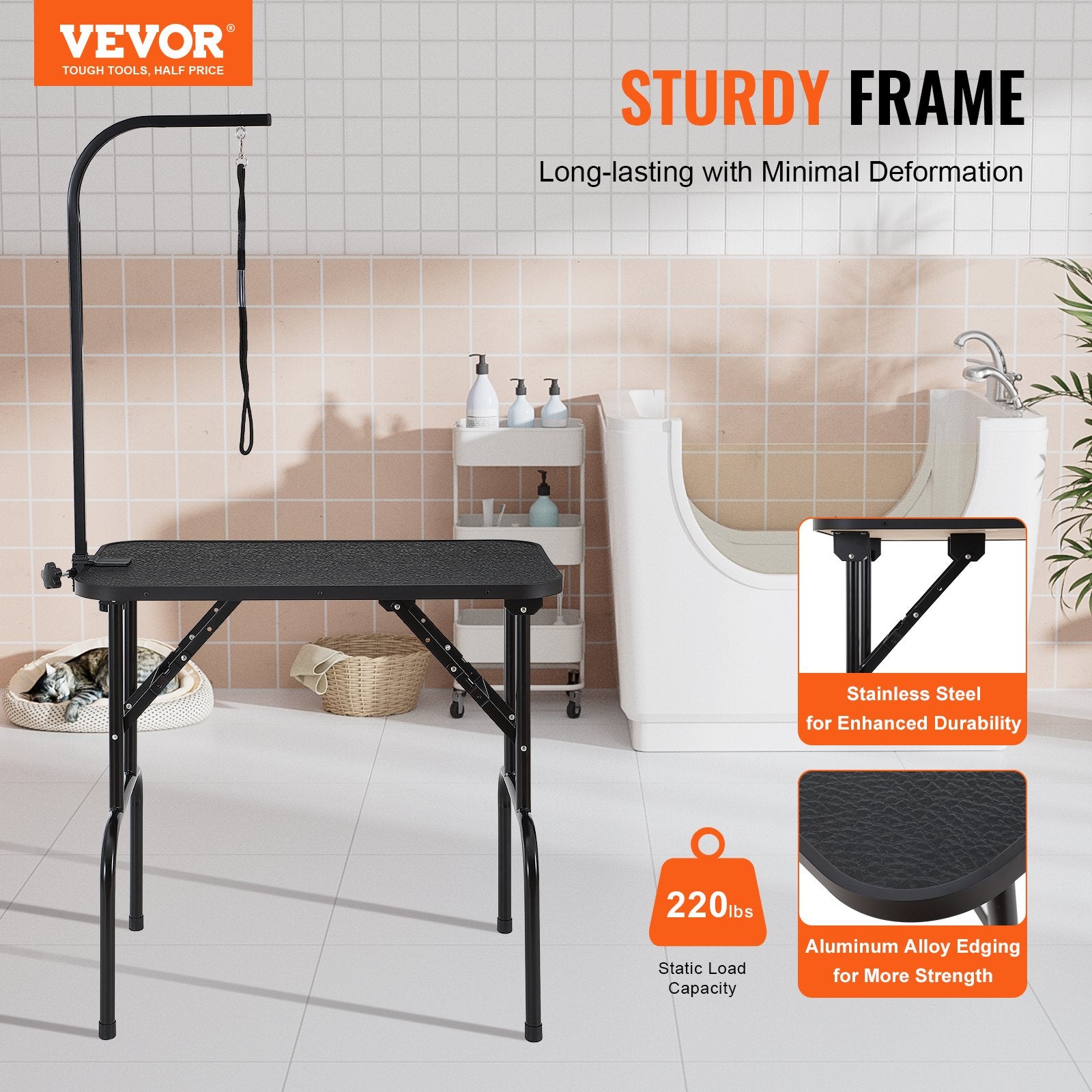 Foldable Pet Grooming Table Arm with Clamp