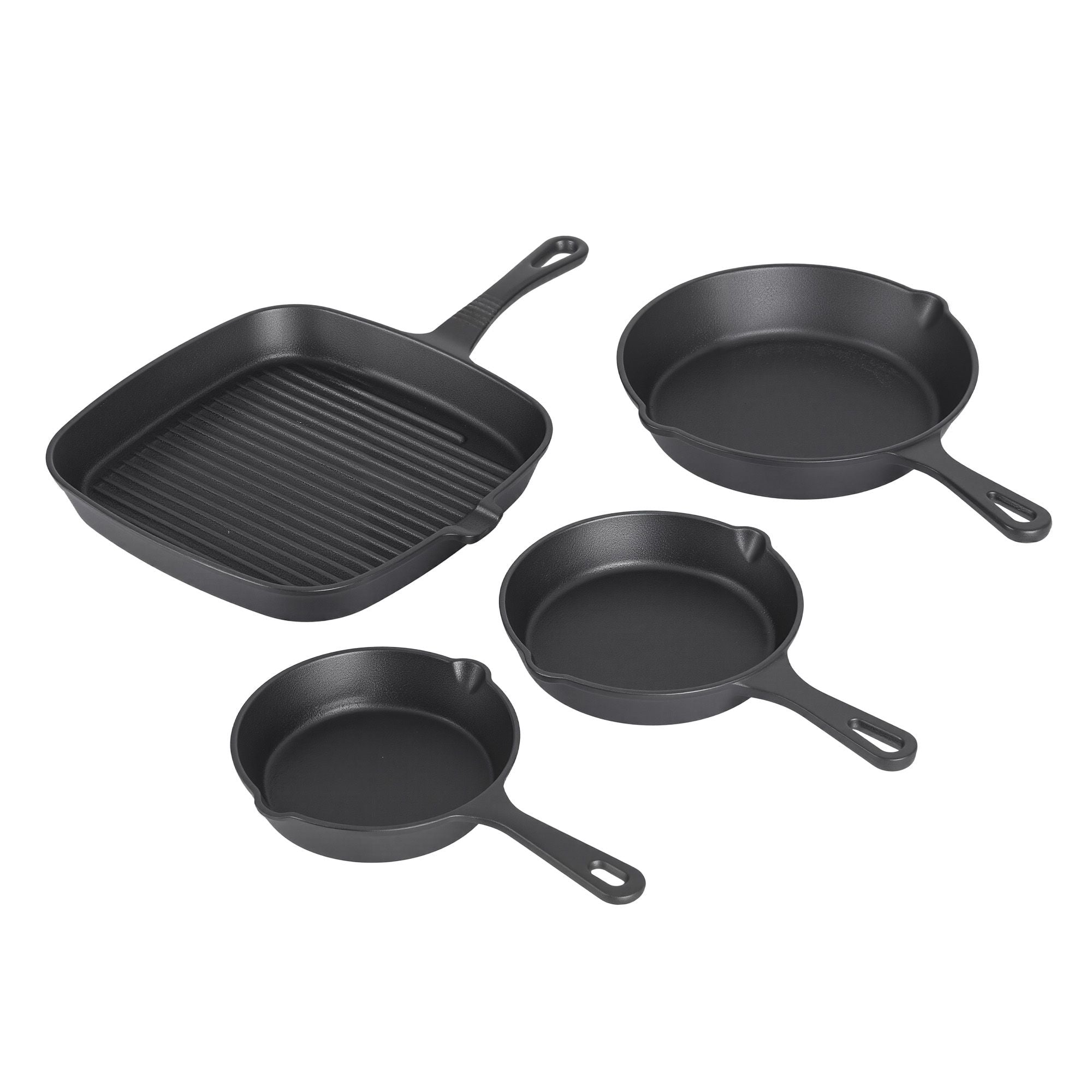 5-Star Chef Cast Iron Fry Pan Set - 4 Sizes