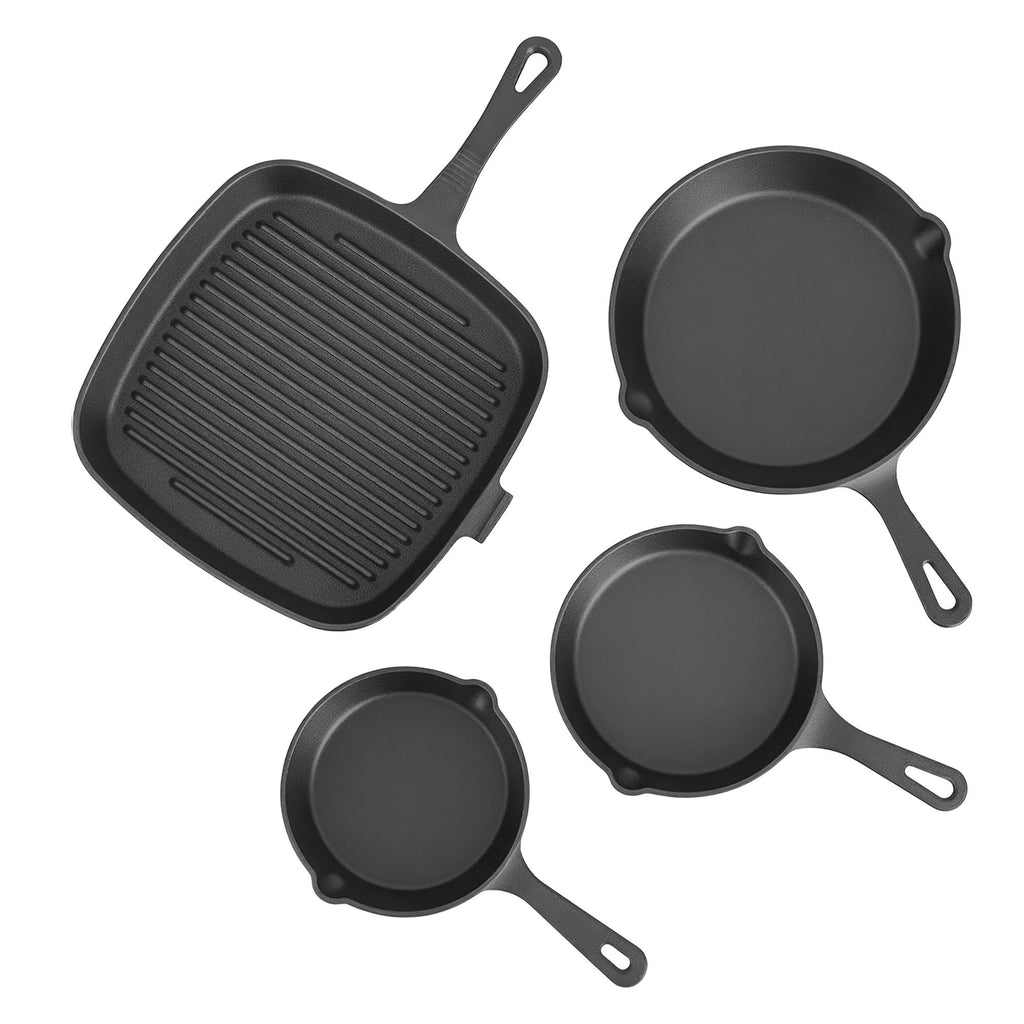 5-Star Chef Cast Iron Fry Pan Set - 4 Sizes